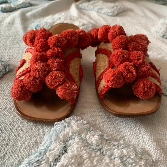 Joie Leather Raffia Pom Sandal Revolve 38 - Picture 3 of 5